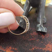 14k gold two tone 5 diamond estate heart band
