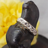 14k gold two tone 5 diamond estate heart band