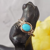10k gold Victorian turquoise & seed pearl estate ring