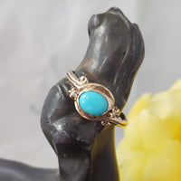 10k gold Victorian turquoise & seed pearl estate ring