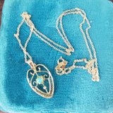 10k yellow gold filigree Turquoise necklace pendant
