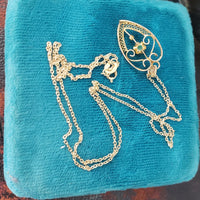 10k yellow gold filigree Turquoise necklace pendant