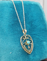 10k yellow gold filigree Turquoise necklace pendant