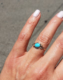 10k gold Victorian turquoise & seed pearl estate ring
