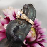 10k gold Victorian moonstone & blue sapphire ring