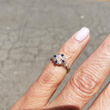 10k gold Victorian moonstone & blue sapphire ring