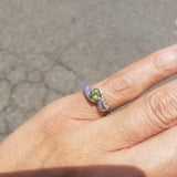 14k white gold vintage Retro Peridot & Diamond Ring