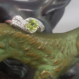 14k white gold vintage Retro Peridot & Diamond Ring