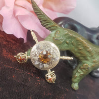 14k gold SWORD enamel & citrine estate pendant necklace pin