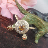 14k gold SWORD enamel & citrine estate pendant necklace pin