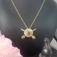 14k gold SWORD enamel & citrine estate pendant necklace pin
