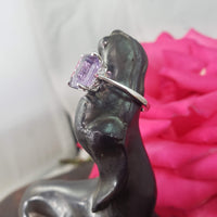 14k white gold 3.39ct emerald cut amethyst solitaire ring