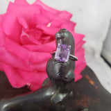14k white gold 3.39ct emerald cut amethyst solitaire ring