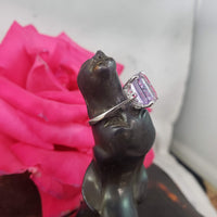 14k white gold 3.39ct emerald cut amethyst solitaire ring