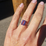 14k white gold 3.39ct emerald cut amethyst solitaire ring