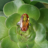14k white gold CITRINE filigree Deco c.20's estate ring
