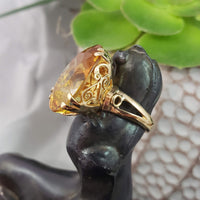 18k yellow gold Retro CITRINE estate cocktail ring