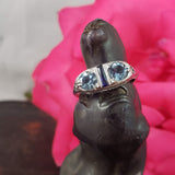 14k white gold c.1920s filigree Aquamarine & sapphire ring