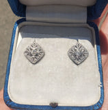 platinum Art Deco diamond earrings lever back drops