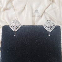 platinum Art Deco diamond earrings lever back drops