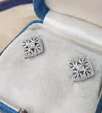 platinum Art Deco diamond earrings lever back drops