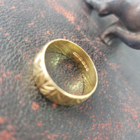 18k Yellow Gold 6.8mm LUCKY hallmarked wedding band - size 8.25