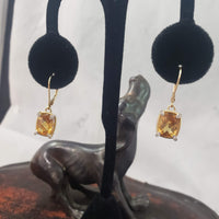 14k Gold citrine & diamond lever back Earrings