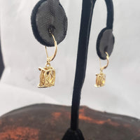14k Gold citrine & diamond lever back Earrings