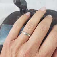 18k white Gold 3.47mm Belais estate floral flower wedding band - size 8.5