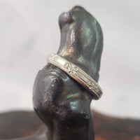 18k white Gold 3.47mm Belais estate floral flower wedding band - size 8.5