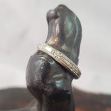 18k white Gold 3.47mm Belais estate floral flower wedding band - size 8.5