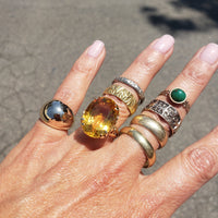 18k yellow gold Retro CITRINE estate cocktail ring