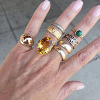 18k yellow gold Retro CITRINE estate cocktail ring