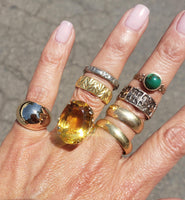 18k yellow gold Retro CITRINE estate cocktail ring