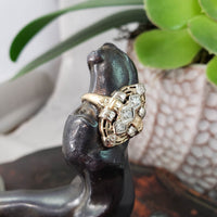 14k gold two diamond Deco c.30's glove shield Ring