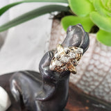 14k gold two diamond Deco c.30's glove shield Ring