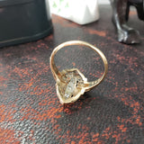 14k gold two diamond Deco c.30's glove shield Ring