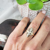 14k gold two diamond Deco c.30's glove shield Ring