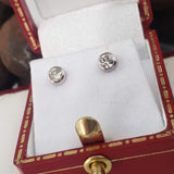 14k white gold European cut diamond bezel studs earrings - .24ct tw