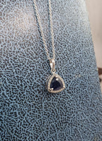 14k gold white gold sapphire & diamond halo necklace pendant