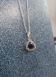 14k gold white gold sapphire & diamond halo necklace pendant