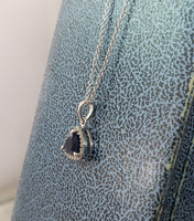 14k gold white gold sapphire & diamond halo necklace pendant