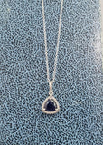 14k gold white gold sapphire & diamond halo necklace pendant