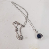 14k gold white gold sapphire & diamond halo necklace pendant