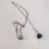 14k gold white gold sapphire & diamond halo necklace pendant