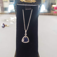 14k gold white gold sapphire & diamond halo necklace pendant