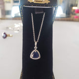 14k gold white gold sapphire & diamond halo necklace pendant
