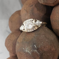 14k gold two tone c.1930's Art Deco diamond engagement ring