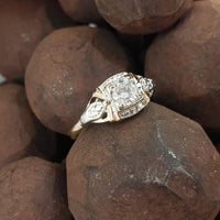 14k gold two tone c.1930's Art Deco diamond engagement ring