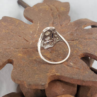 Platinum Diamond & Sapphire estate Art Deco c.20's filigree glove shield Ring